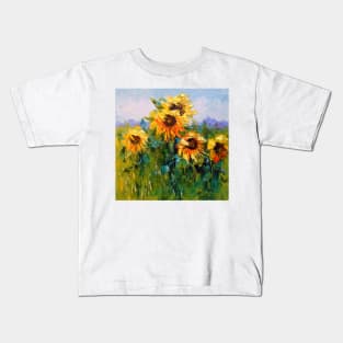 Sunflowers in the wind Kids T-Shirt